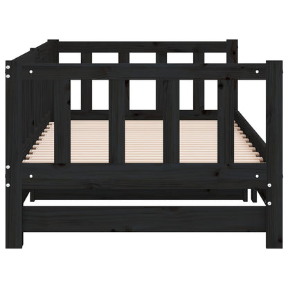 Solid Wood Black Day Bed with Trundle 90x200 cm – No Mattress Included