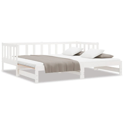 Solid Wood Day Bed with Trundle, White 90x190 cm, No Mattress
