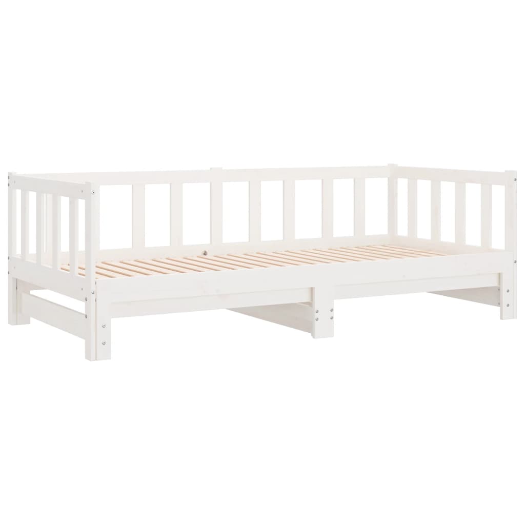 Solid Wood Day Bed with Trundle, White 90x190 cm, No Mattress