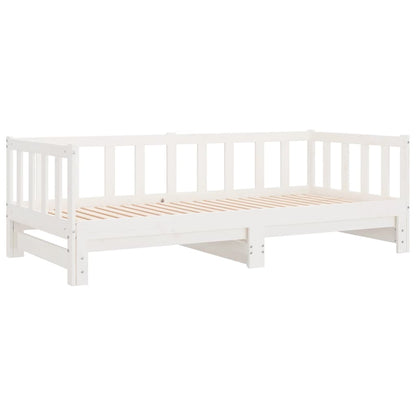 Solid Wood Day Bed with Trundle, White 90x190 cm, No Mattress