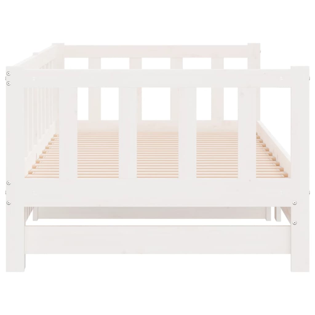 Solid Wood Day Bed with Trundle, White 90x190 cm, No Mattress