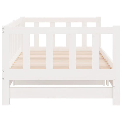 Solid Wood Day Bed with Trundle, White 90x190 cm, No Mattress