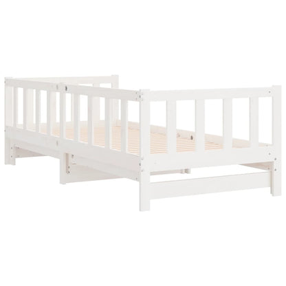 Solid Wood Day Bed with Trundle, White 90x190 cm, No Mattress