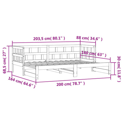 Solid Wood Daybed with Trundle 80x200 cm - No Mattress Included