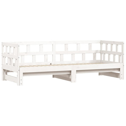 Solid Wood Daybed with Trundle - White 90x190cm (Mattress Not Included)