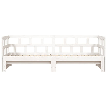Solid Wood Daybed with Trundle - White 90x190cm (Mattress Not Included)