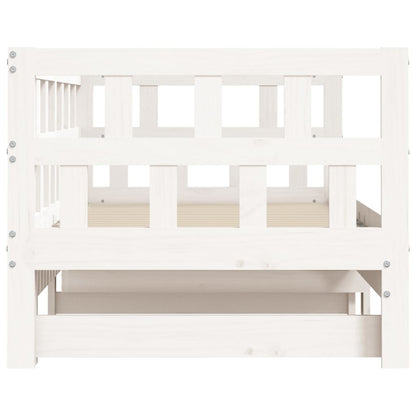 Solid Wood Daybed with Trundle - White 90x190cm (Mattress Not Included)