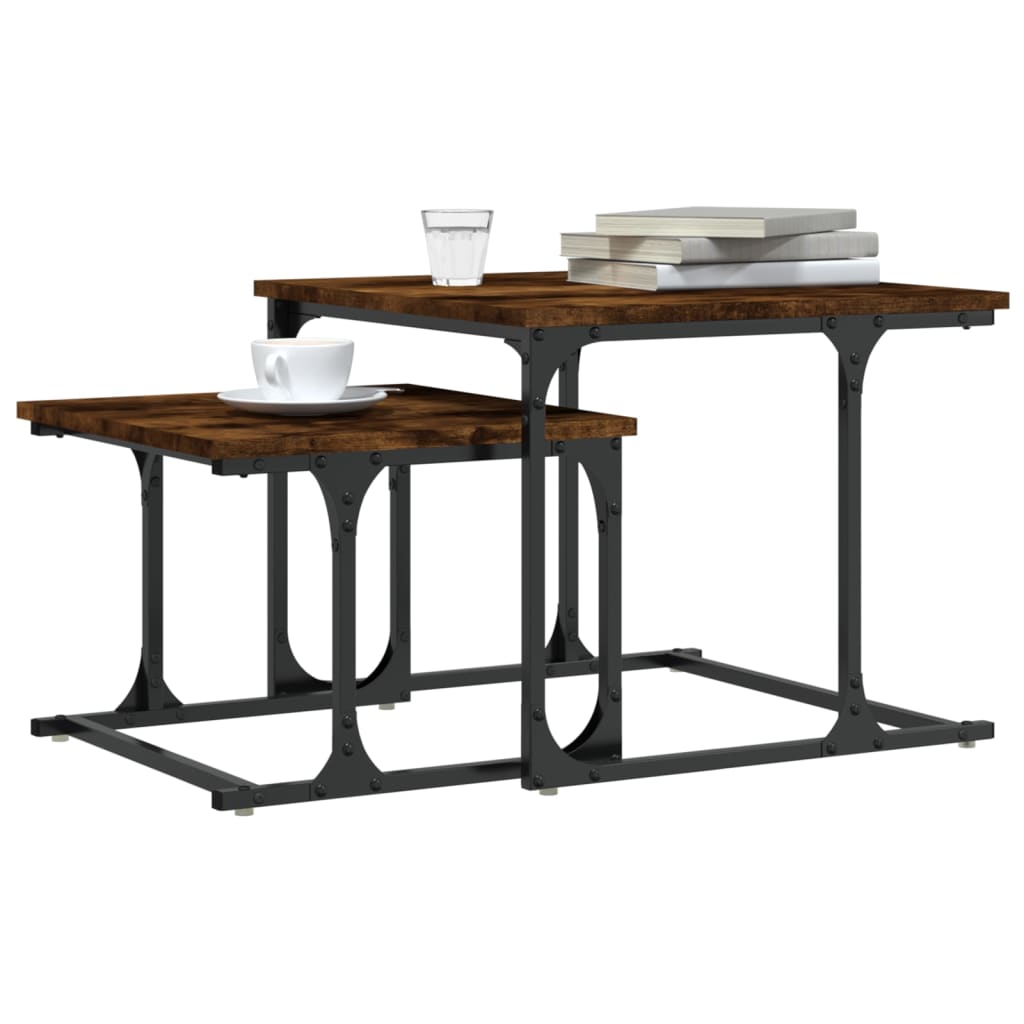Nesting Coffee Table 2 pcs Smoked Oak Engineered Wood