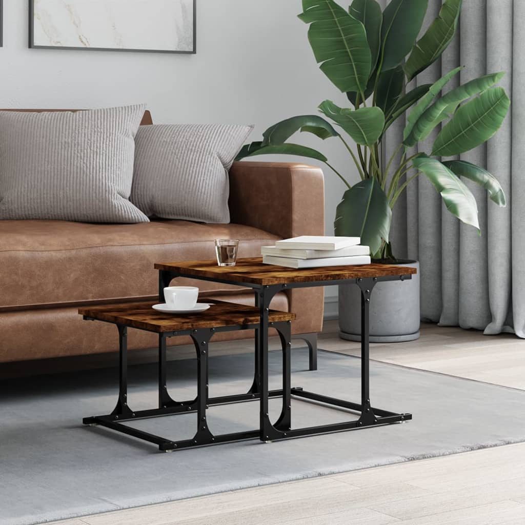 Nesting Coffee Table 2 pcs Smoked Oak Engineered Wood