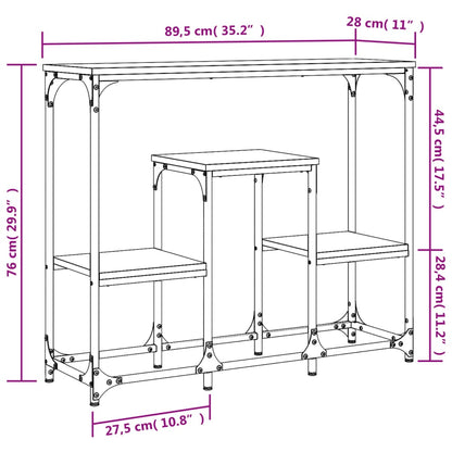 Black Engineered Wood Console Table - 89.5x28x76 cm
