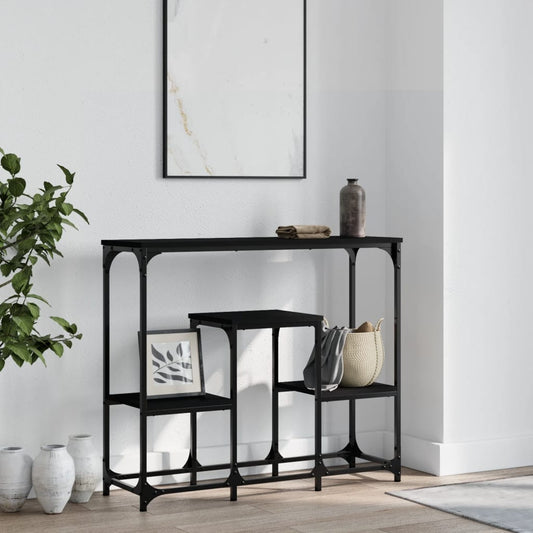 Black Engineered Wood Console Table - 89.5x28x76 cm