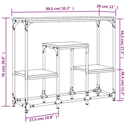 Sonoma Grey Console Table - 89.5x28x76 cm, Engineered Wood