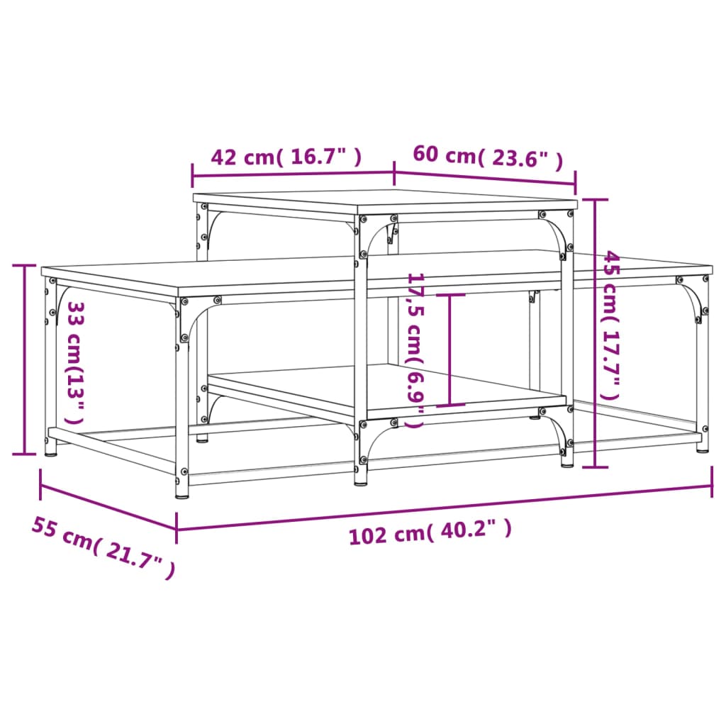 Coffee Table Brown Oak 102x60x45 cm Engineered Wood