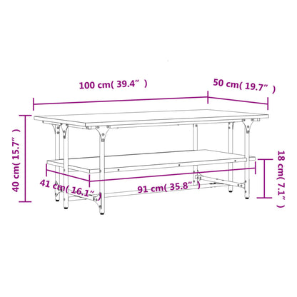 Coffee Table Black 100x50x40 cm Engineered Wood