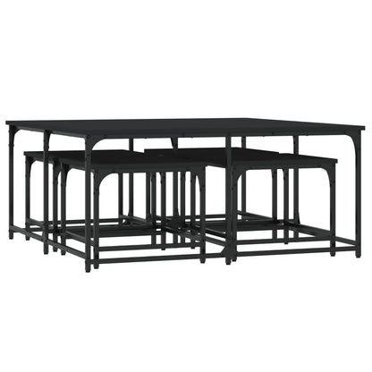 Nesting Coffee Tables 5 pcs Black Engineered Wood