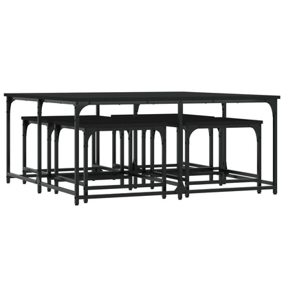 Nesting Coffee Tables 5 pcs Black Engineered Wood