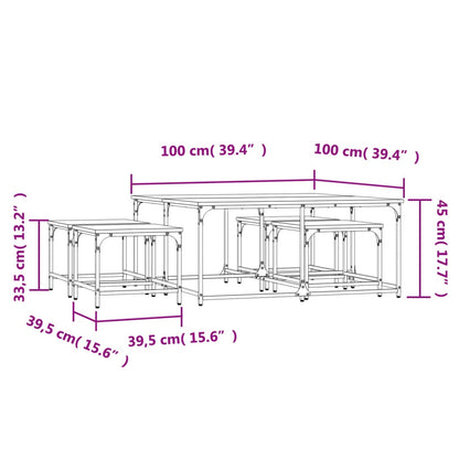 Nesting Coffee Tables 5 pcs Brown Oak Engineered Wood