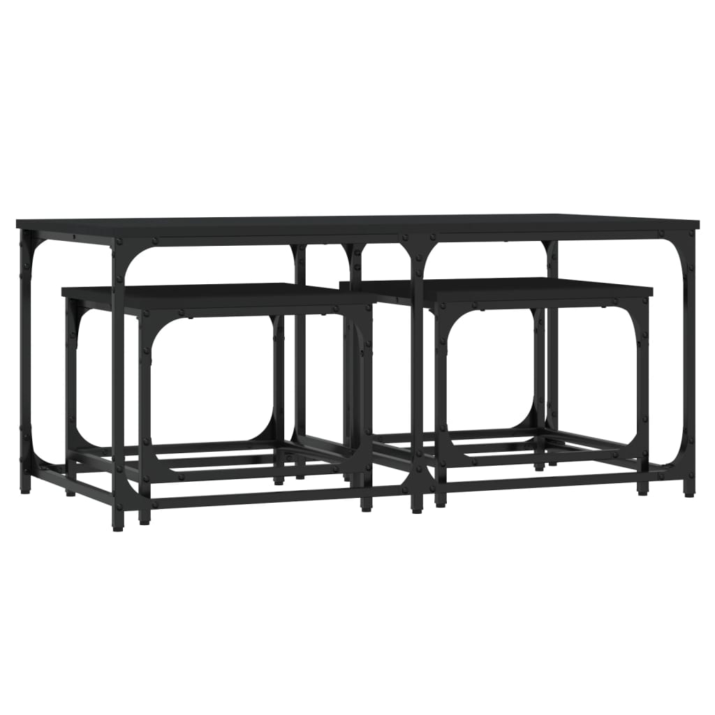 Nesting Coffee Tables 3 pcs Black Engineered Wood