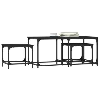 Nesting Coffee Tables 3 pcs Black Engineered Wood
