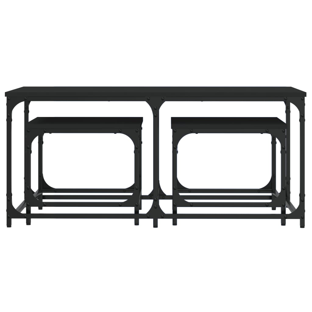 Nesting Coffee Tables 3 pcs Black Engineered Wood