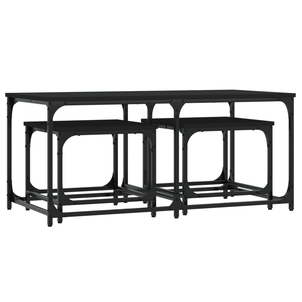 Nesting Coffee Tables 3 pcs Black Engineered Wood