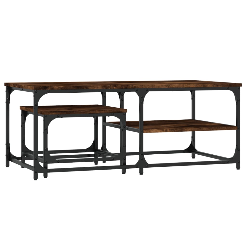 Nesting Coffee Tables 2 pcs Smoked Oak Engineered Wood