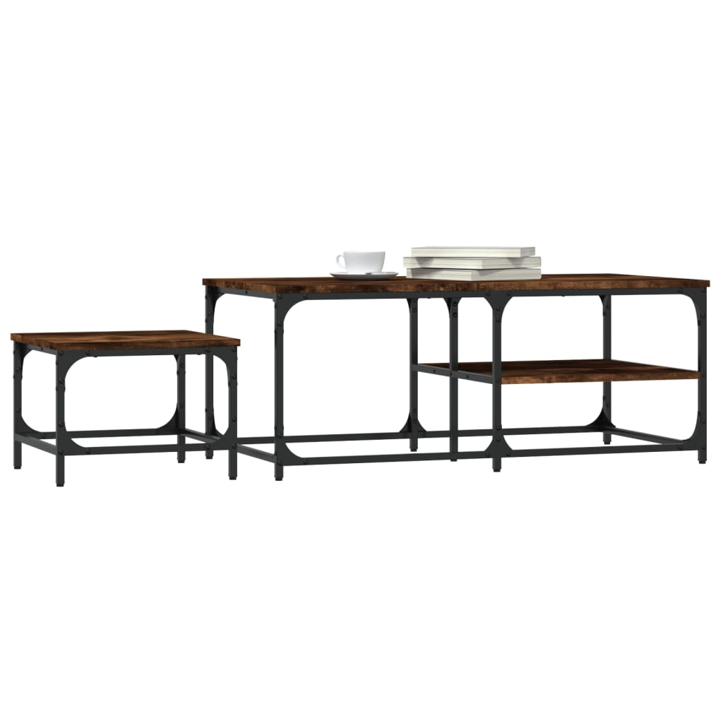 Nesting Coffee Tables 2 pcs Smoked Oak Engineered Wood
