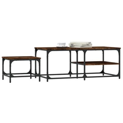 Nesting Coffee Tables 2 pcs Smoked Oak Engineered Wood
