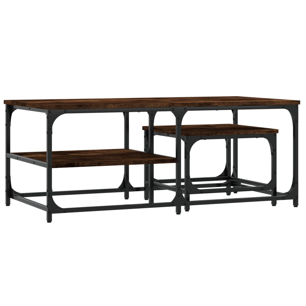Nesting Coffee Tables 2 pcs Smoked Oak Engineered Wood