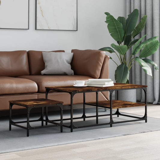 Nesting Coffee Tables 2 pcs Smoked Oak Engineered Wood