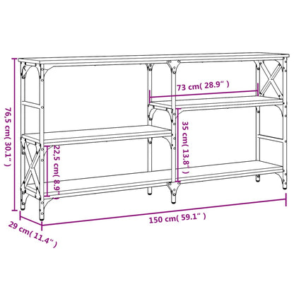 Sonoma Grey Console Table - Engineered Wood, 150x29x76.5 cm