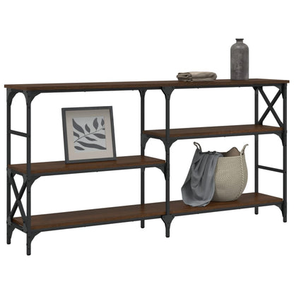 Brown Oak Engineered Wood Console Table - 150x29x76.5 cm