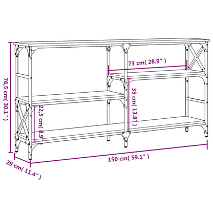 Brown Oak Engineered Wood Console Table - 150x29x76.5 cm