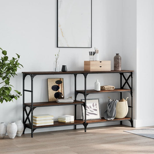 Brown Oak Engineered Wood Console Table - 150x29x76.5 cm