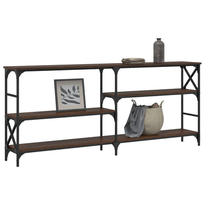 Brown Oak Console Table - Engineered Wood, 180x29x76.5 cm