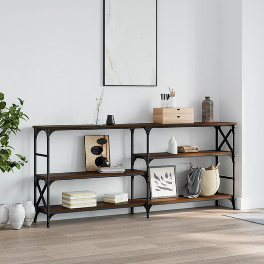 Brown Oak Console Table - Engineered Wood, 180x29x76.5 cm