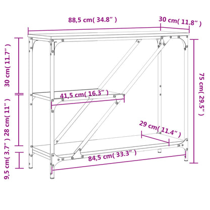 Sonoma Grey Console Table - 88.5x30x75 cm Engineered Wood