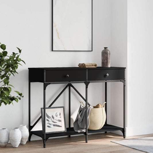 Black Engineered Wood Console Table - 100x39x78.5 cm