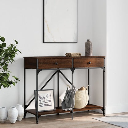 Brown Oak Console Table, 100x39x78.5 cm, Engineered Wood