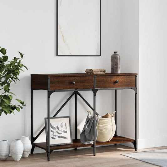 Brown Oak Console Table, 100x39x78.5 cm, Engineered Wood