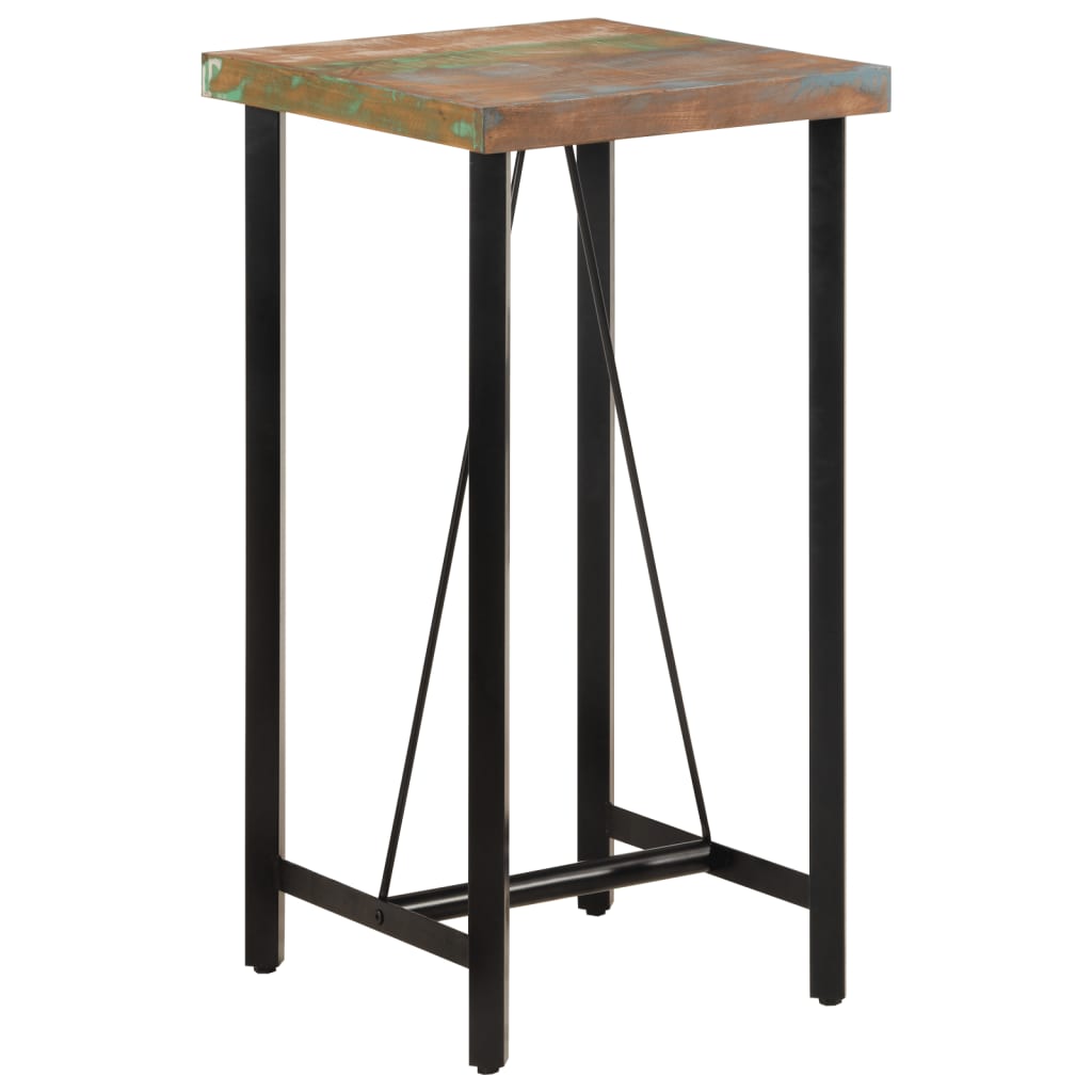 Solid Wood & Iron Bar Table 55x55x107 cm - Reclaimed Charm