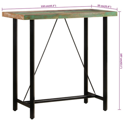 Reclaimed Solid Wood & Iron Bar Table - 110x55x107 cm
