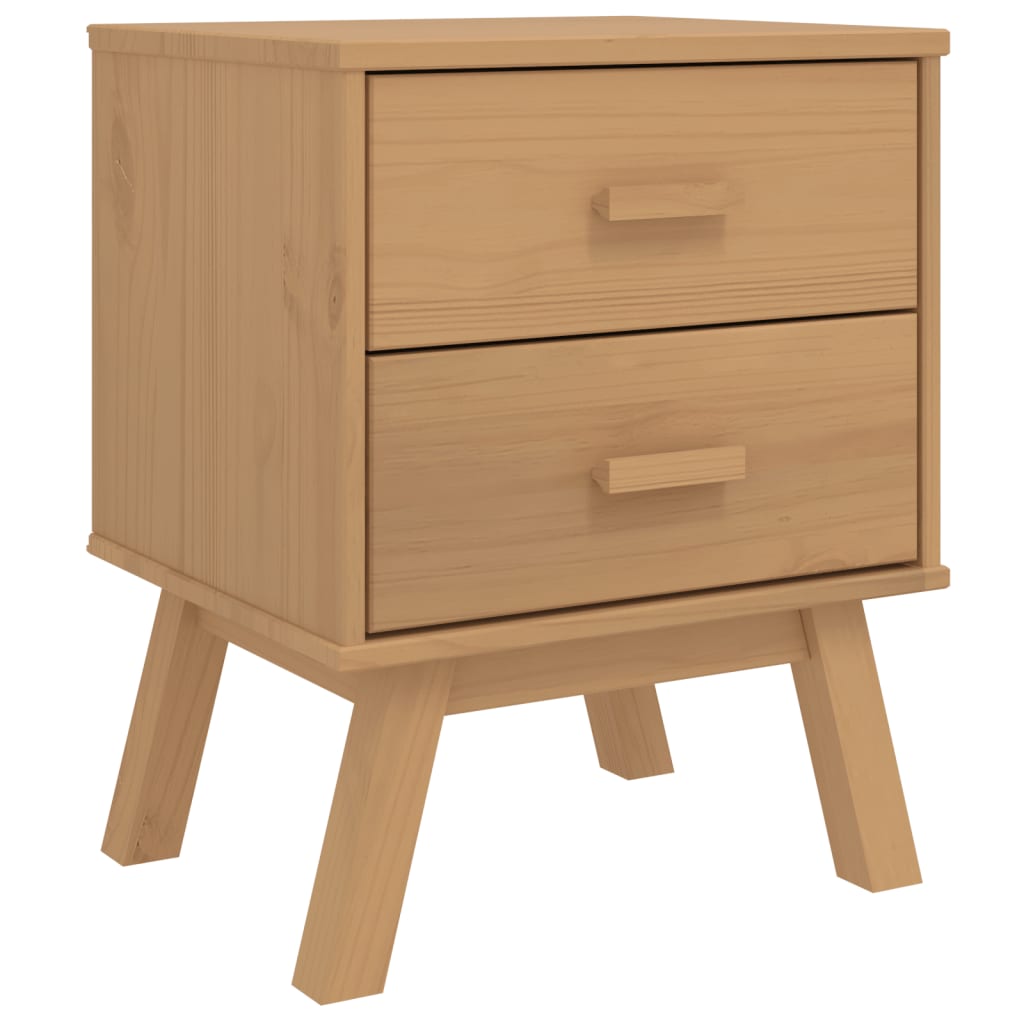 OLDEN Brown Solid Pine Bedside Cabinet - Durable & Stylish