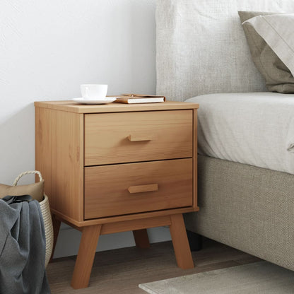 OLDEN Brown Solid Pine Bedside Cabinet - Durable & Stylish