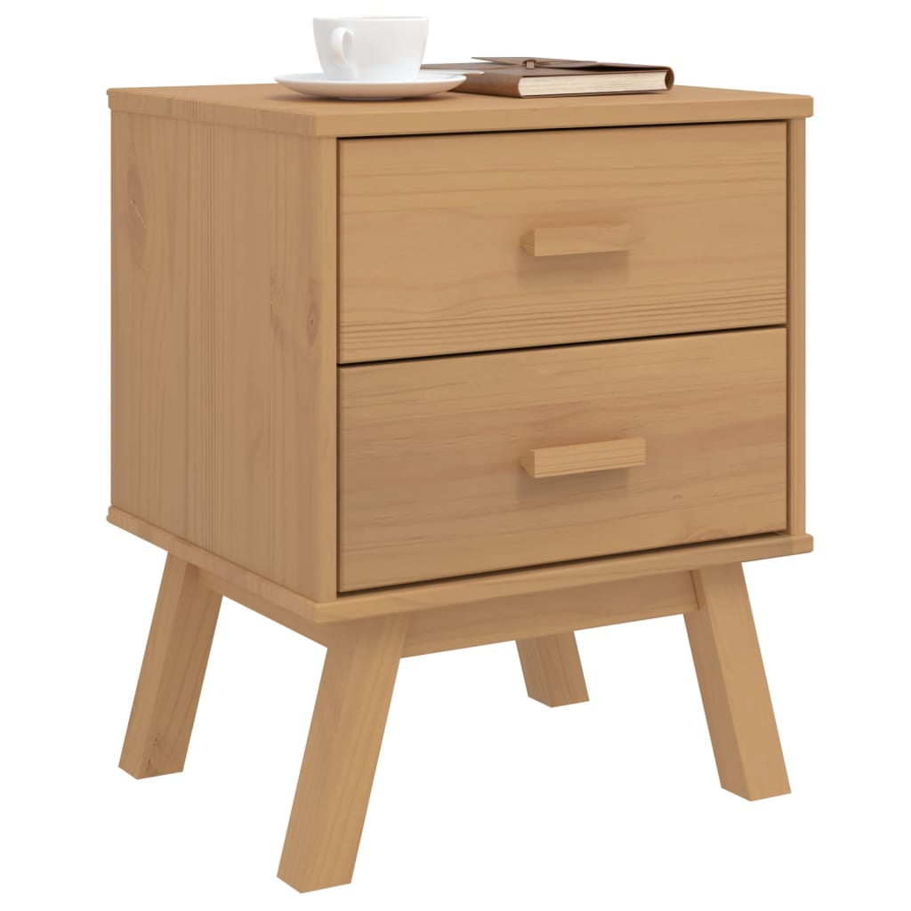 OLDEN Brown Solid Pine Bedside Cabinet - Durable & Stylish