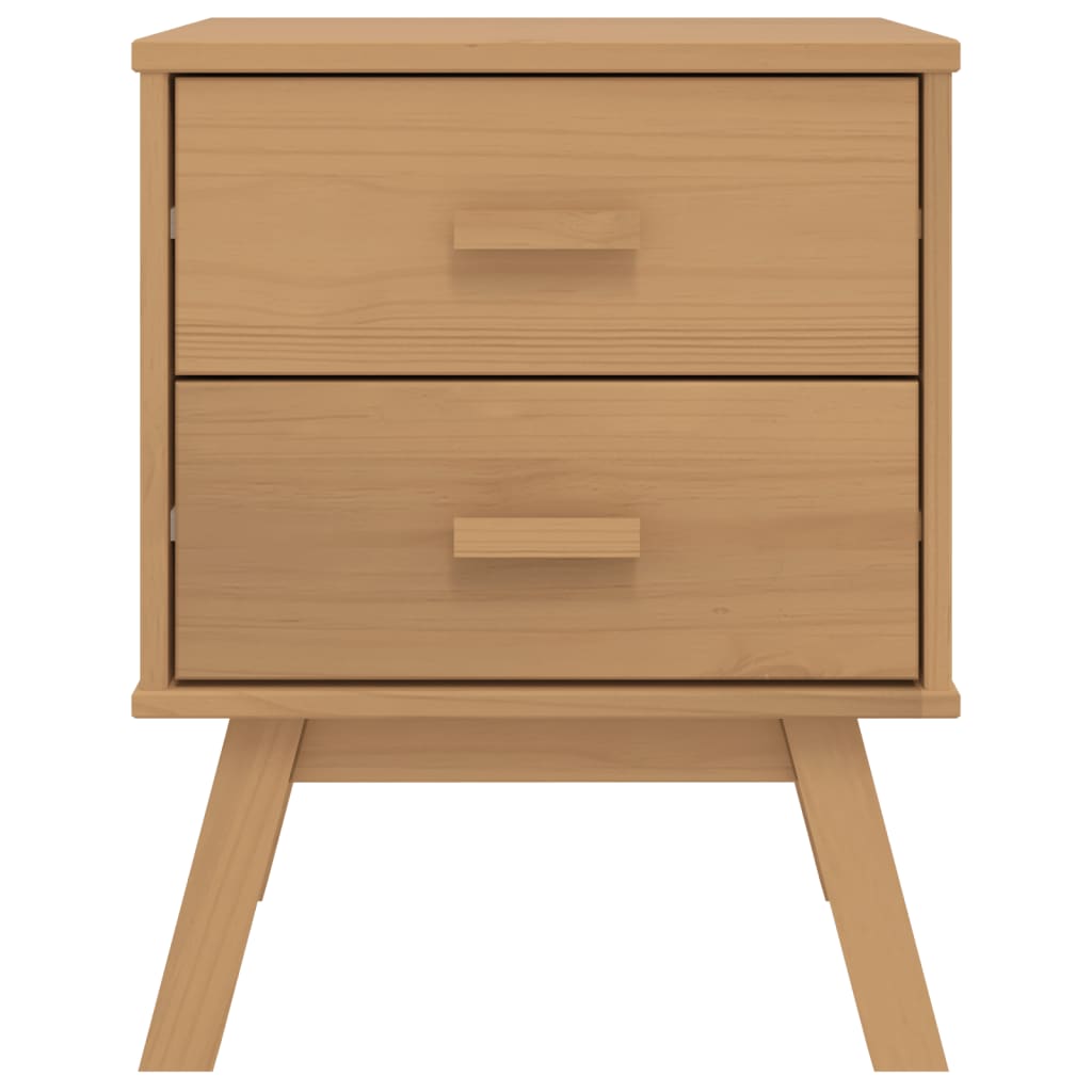 OLDEN Brown Solid Pine Bedside Cabinet - Durable & Stylish