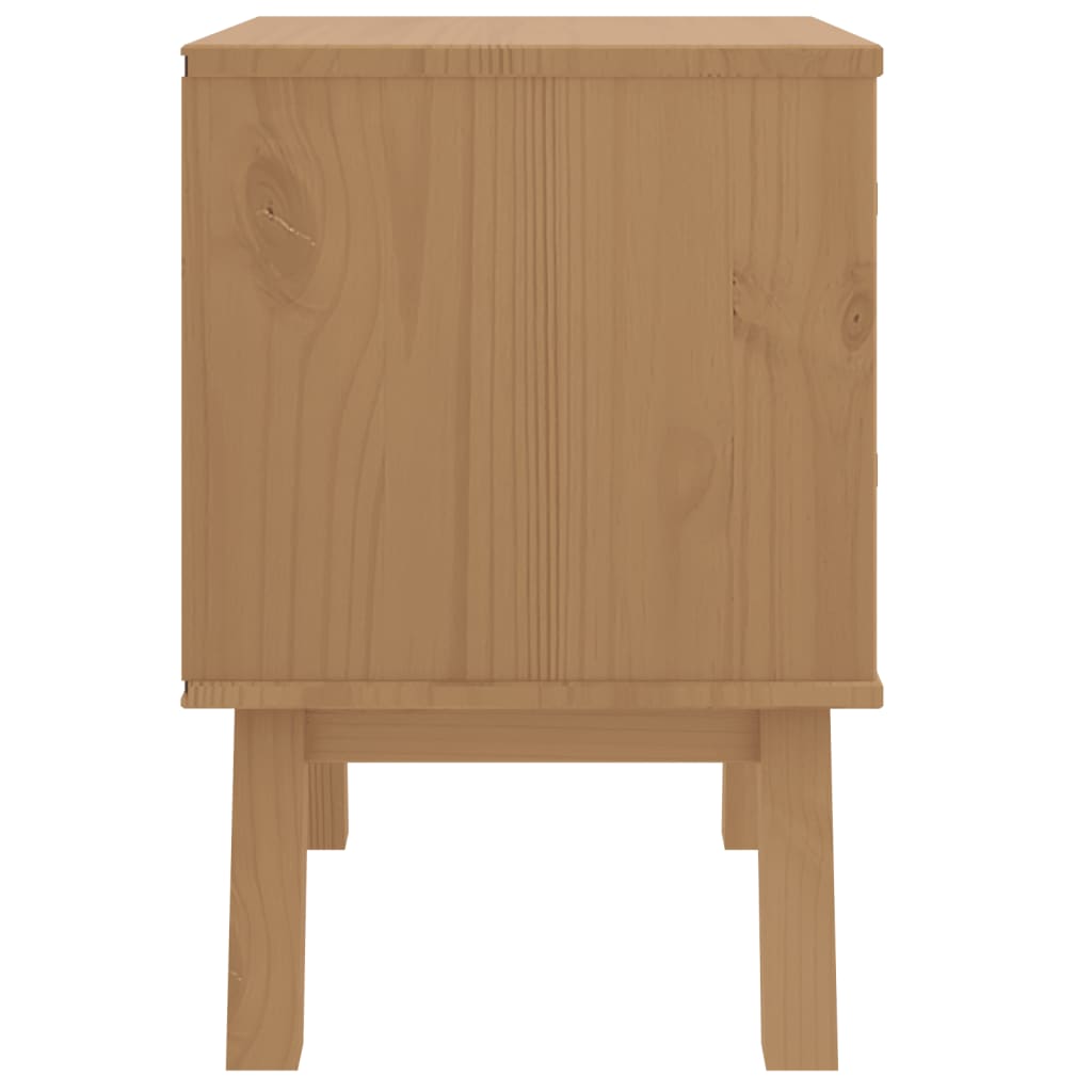 OLDEN Brown Solid Pine Bedside Cabinet - Durable & Stylish