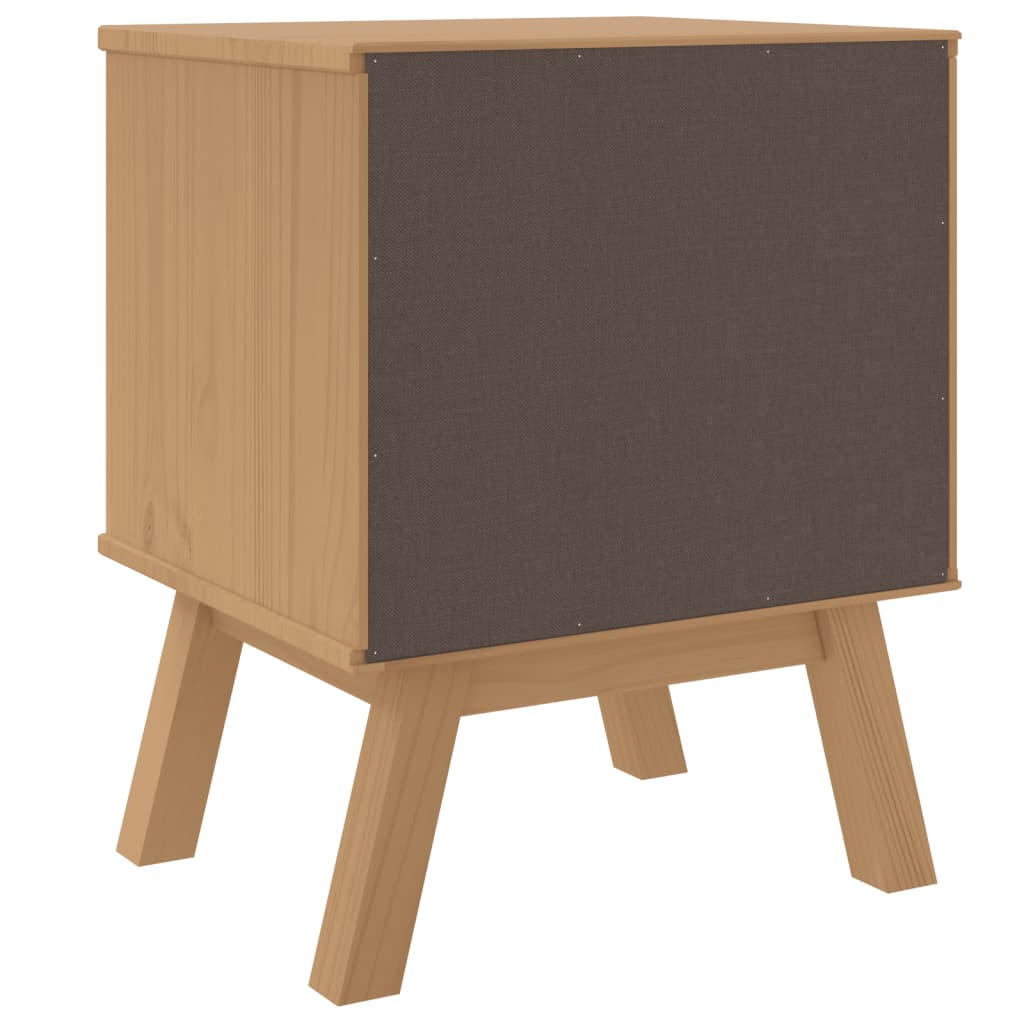 OLDEN Brown Solid Pine Bedside Cabinet - Durable & Stylish
