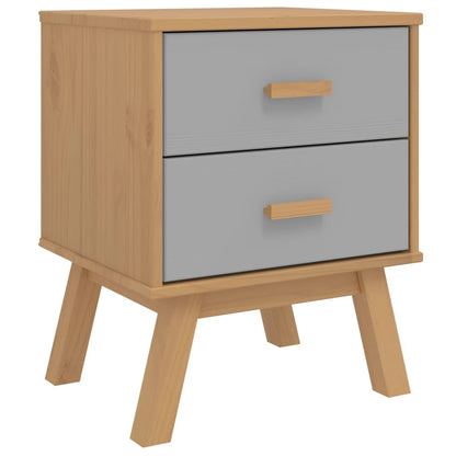 OLDEN Grey & Brown Solid Pine Bedside Cabinet - Rustic Charm