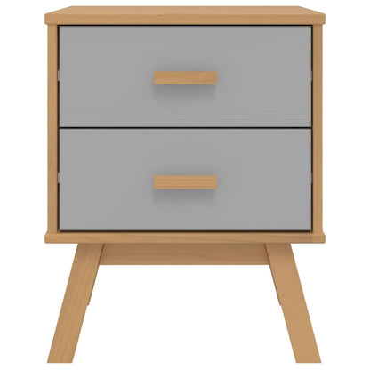 OLDEN Grey & Brown Solid Pine Bedside Cabinet - Rustic Charm